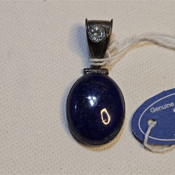 Sterling Silver 925 Oxidized Lapis and Blue Topaz‎ Pendant New! - Picture 7 of 9